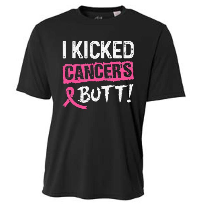 I Kicked Cancer's Butt Pink Ribbon Breast Cancer Awareness Cooling Performance Crew T-Shirt