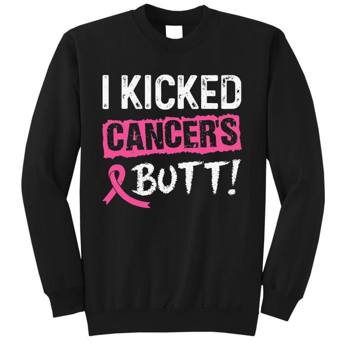 I Kicked Cancer's Butt Pink Ribbon Breast Cancer Awareness Sweatshirt