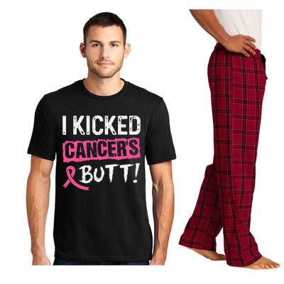 I Kicked Cancer's Butt Pink Ribbon Breast Cancer Awareness Pajama Set