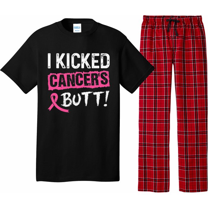 I Kicked Cancer's Butt Pink Ribbon Breast Cancer Awareness Pajama Set