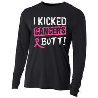 I Kicked Cancer's Butt Pink Ribbon Breast Cancer Awareness Cooling Performance Long Sleeve Crew