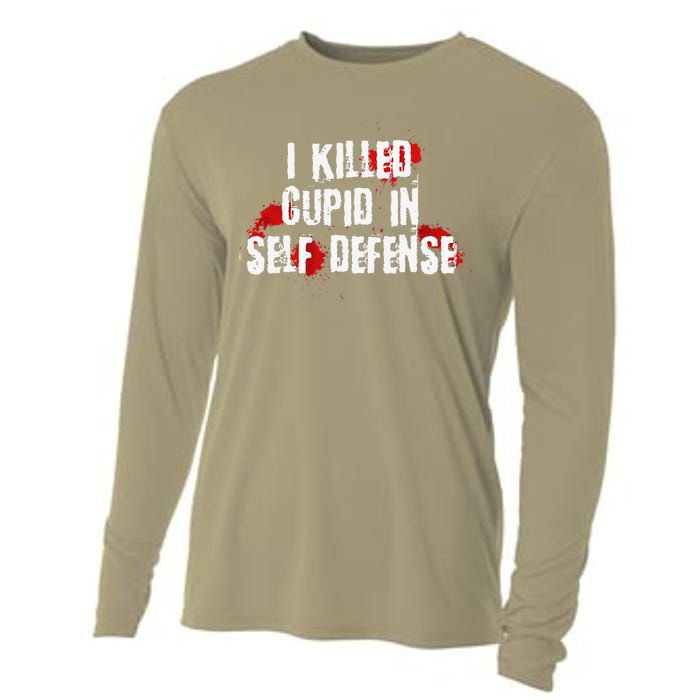 I Killed Cupid In Self Defense Funny Valentine's Day Cooling Performance Long Sleeve Crew