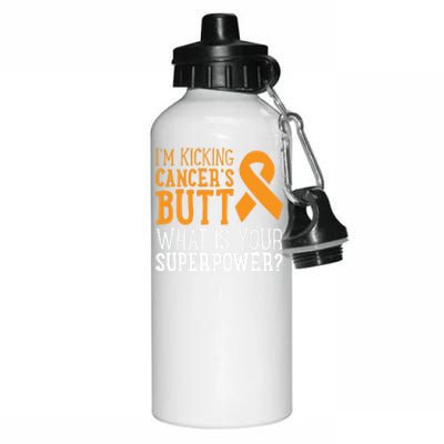 I'm Kicking Cancer's Butt Leukemia Awareness Survivor Gift Cute Gift Aluminum Water Bottle