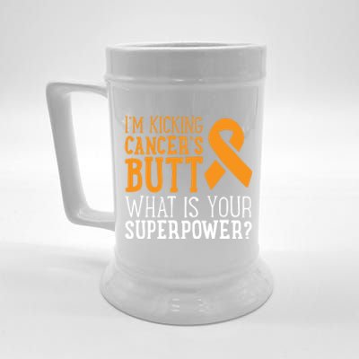 I'm Kicking Cancer's Butt Leukemia Awareness Survivor Gift Cute Gift Beer Stein