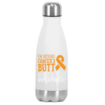 I'm Kicking Cancer's Butt Leukemia Awareness Survivor Gift Cute Gift Stainless Steel Insulated Water Bottle