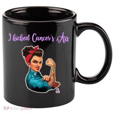 I Kicked Cancers Ass Cancer Survivors 11oz C Handle Ceramic Mug