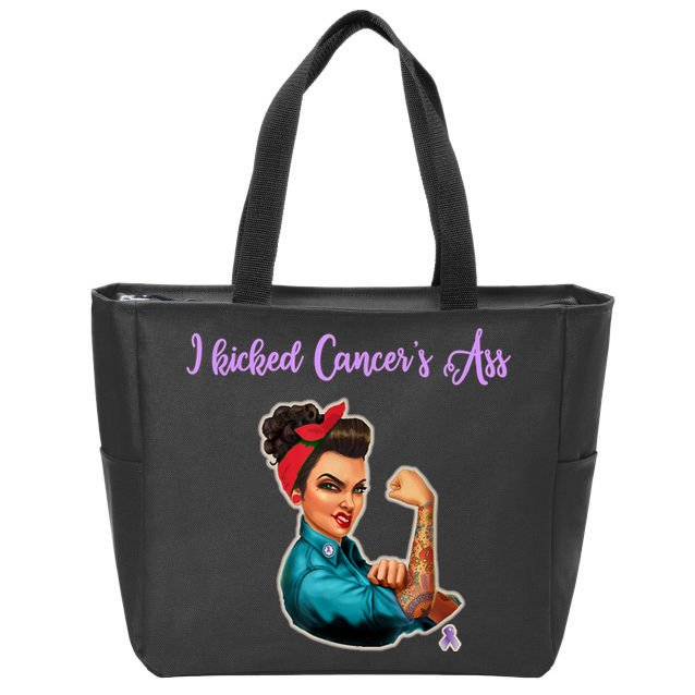 I Kicked Cancers Ass Cancer Survivors Zip Tote Bag