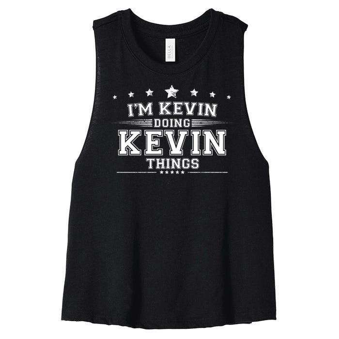 Im Kevin Doing Kevin Things Women's Racerback Cropped Tank