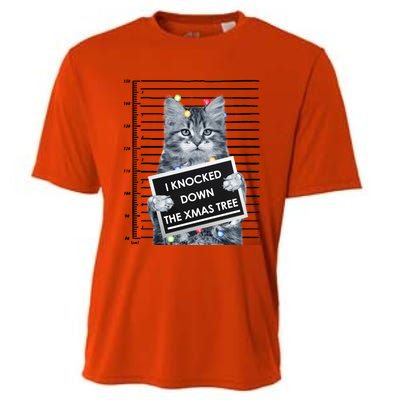 I Knocked Down The Xmas Tree Funny Christmas Kitty Cat Lover Cool Gift Cooling Performance Crew T-Shirt