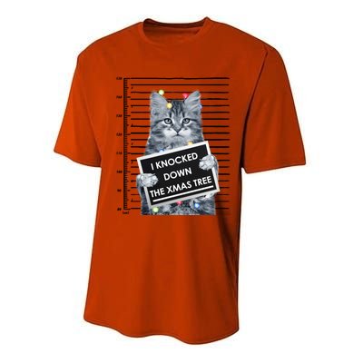 I Knocked Down The Xmas Tree Funny Christmas Kitty Cat Lover Cool Gift Performance Sprint T-Shirt