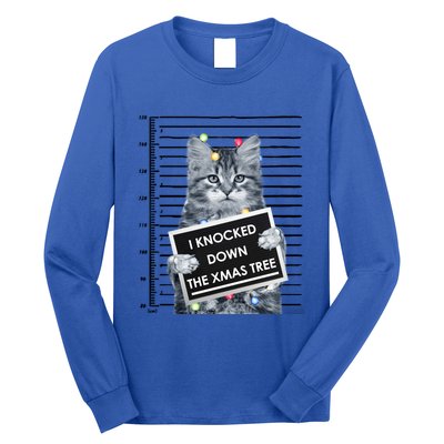 I Knocked Down The Xmas Tree Funny Christmas Kitty Cat Lover Cool Gift Long Sleeve Shirt