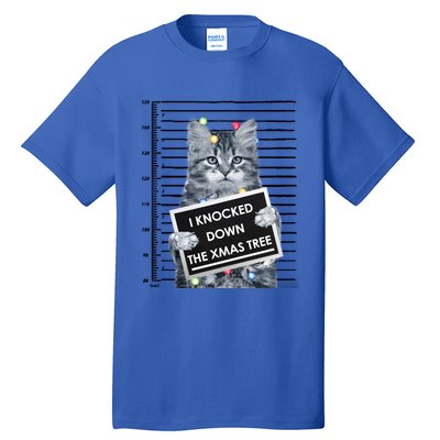 I Knocked Down The Xmas Tree Funny Christmas Kitty Cat Lover Cool Gift Tall T-Shirt