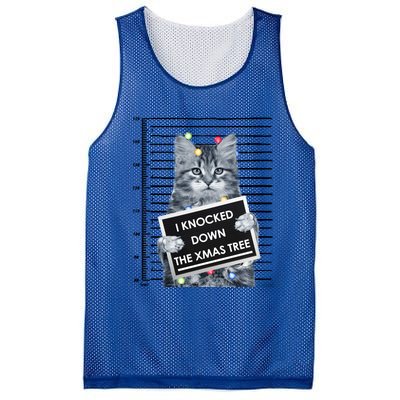 I Knocked Down The Xmas Tree Funny Christmas Kitty Cat Lover Cool Gift Mesh Reversible Basketball Jersey Tank