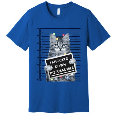 I Knocked Down The Xmas Tree Funny Christmas Kitty Cat Lover Cool Gift Premium T-Shirt