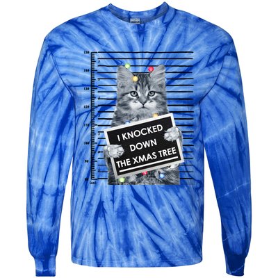 I Knocked Down The Xmas Tree Funny Christmas Kitty Cat Lover Cool Gift Tie-Dye Long Sleeve Shirt