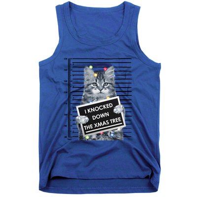 I Knocked Down The Xmas Tree Funny Christmas Kitty Cat Lover Cool Gift Tank Top