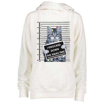 I Knocked Down The Xmas Tree Funny Christmas Kitty Cat Lover Gift Womens Funnel Neck Pullover Hood