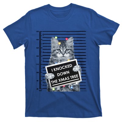 I Knocked Down The Xmas Tree Funny Christmas Kitty Cat Lover Gift T-Shirt