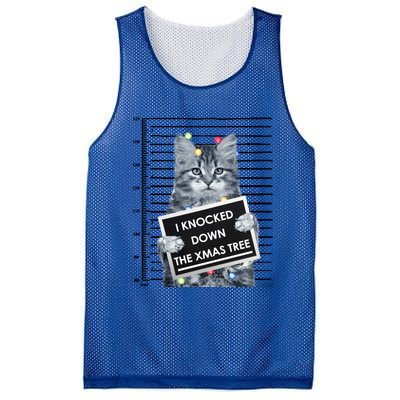 I Knocked Down The Xmas Tree Funny Christmas Kitty Cat Lover Gift Mesh Reversible Basketball Jersey Tank