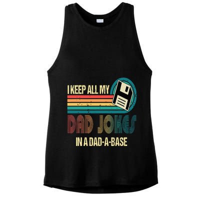 I Keep Dad Jokes In A Dad A Base Funny Fathers Day Ladies PosiCharge Tri-Blend Wicking Tank
