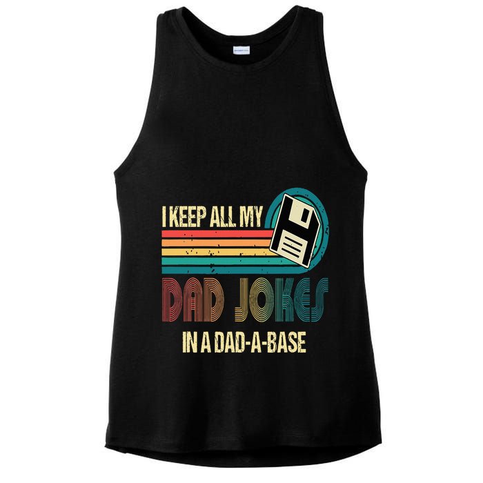 I Keep Dad Jokes In A Dad A Base Funny Fathers Day Ladies PosiCharge Tri-Blend Wicking Tank