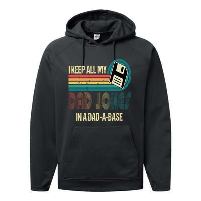 I Keep Dad Jokes In A Dad A Base Funny Fathers Day Performance Fleece Hoodie