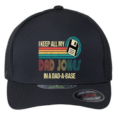 I Keep Dad Jokes In A Dad A Base Funny Fathers Day Flexfit Unipanel Trucker Cap