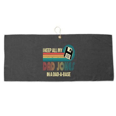 I Keep Dad Jokes In A Dad A Base Funny Fathers Day Large Microfiber Waffle Golf Towel