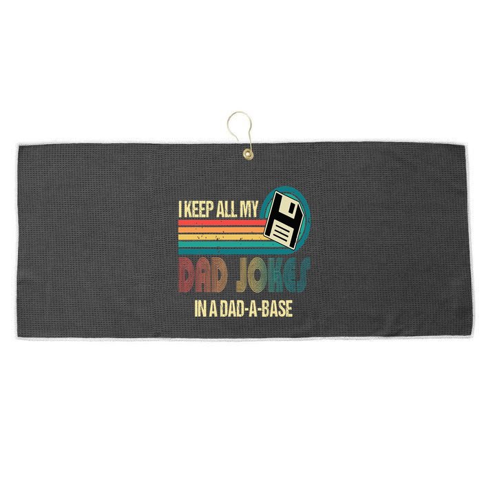 I Keep Dad Jokes In A Dad A Base Funny Fathers Day Large Microfiber Waffle Golf Towel