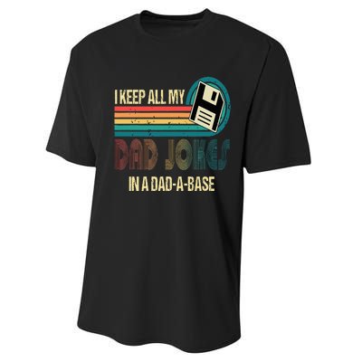 I Keep Dad Jokes In A Dad A Base Funny Fathers Day Performance Sprint T-Shirt