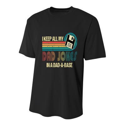 I Keep Dad Jokes In A Dad A Base Funny Fathers Day Youth Performance Sprint T-Shirt