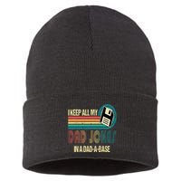 I Keep Dad Jokes In A Dad A Base Funny Fathers Day Sustainable Knit Beanie