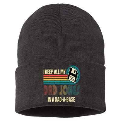 I Keep Dad Jokes In A Dad A Base Funny Fathers Day Sustainable Knit Beanie