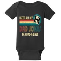 I Keep Dad Jokes In A Dad A Base Funny Fathers Day Baby Bodysuit