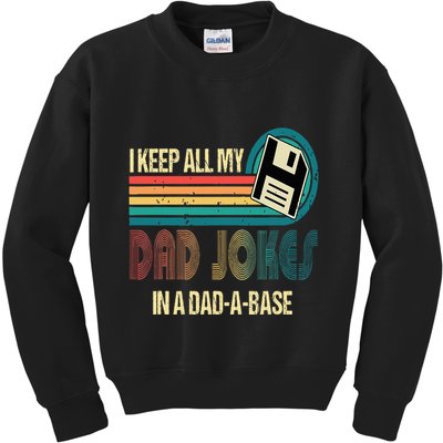 I Keep Dad Jokes In A Dad A Base Funny Fathers Day Kids Sweatshirt