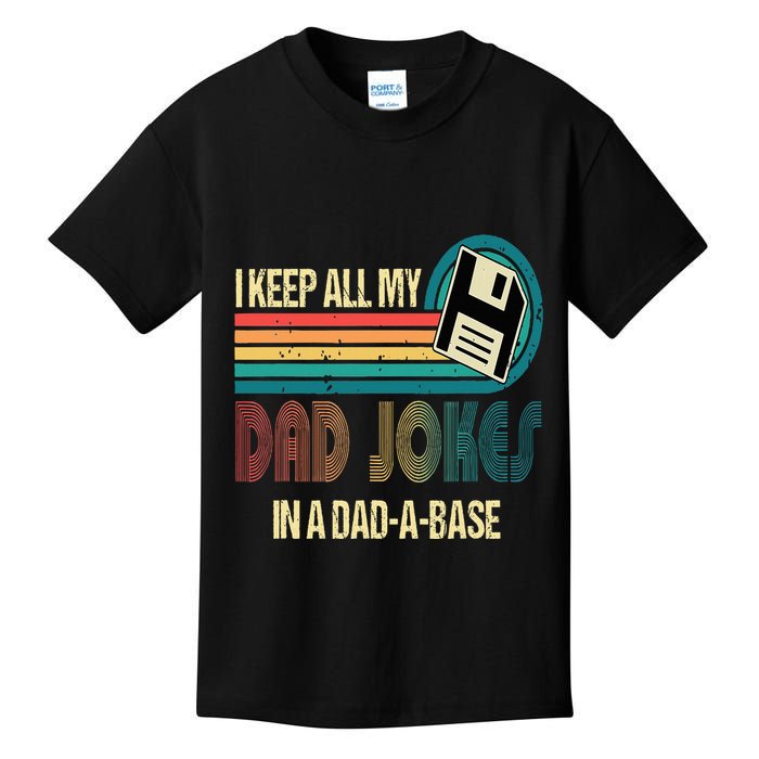 I Keep Dad Jokes In A Dad A Base Funny Fathers Day Kids T-Shirt