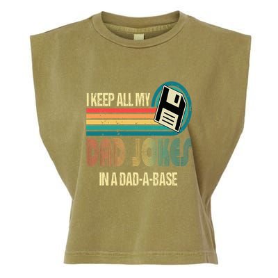 I Keep Dad Jokes In A Dad A Base Funny Fathers Day Garment-Dyed Women's Muscle Tee