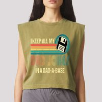 I Keep Dad Jokes In A Dad A Base Funny Fathers Day Garment-Dyed Women's Muscle Tee