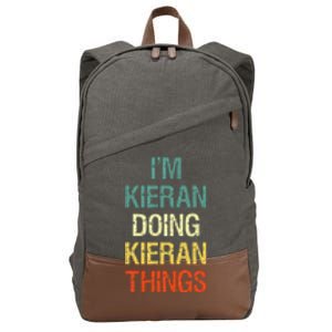 I'M Kieran Doing Kieran Things Personalized First Name Gift Cotton Canvas Backpack