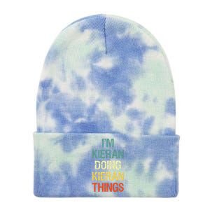 I'M Kieran Doing Kieran Things Personalized First Name Gift Tie Dye 12in Knit Beanie