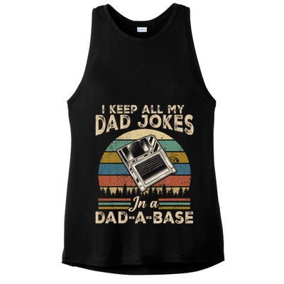 I Keep Dad Jokes In A Dad A Base Ladies PosiCharge Tri-Blend Wicking Tank