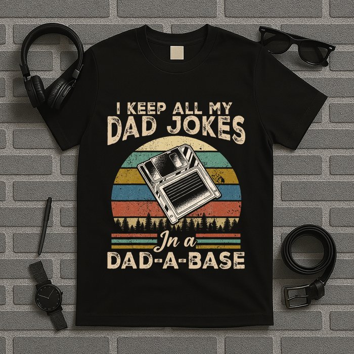 I Keep Dad Jokes In A Dad A Base T-Shirt