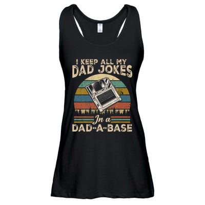 I Keep Dad Jokes In A Dad A Base Ladies Essential Flowy Tank