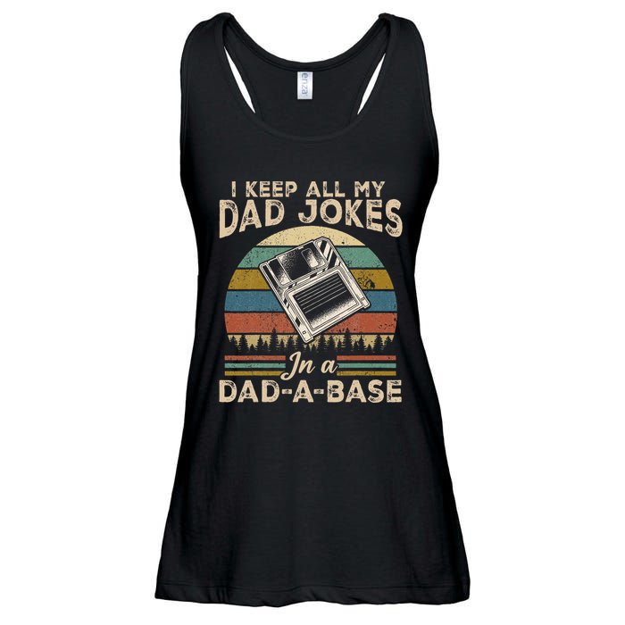 I Keep Dad Jokes In A Dad A Base Ladies Essential Flowy Tank