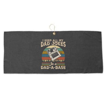 I Keep Dad Jokes In A Dad A Base Large Microfiber Waffle Golf Towel