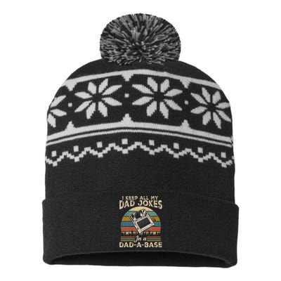 I Keep Dad Jokes In A Dad A Base USA-Made Snowflake Beanie