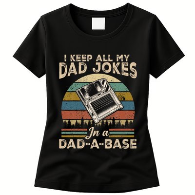 I Keep Dad Jokes In A Dad A Base Womens T-Shirt