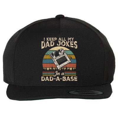 I Keep Dad Jokes In A Dad A Base Wool Snapback Cap