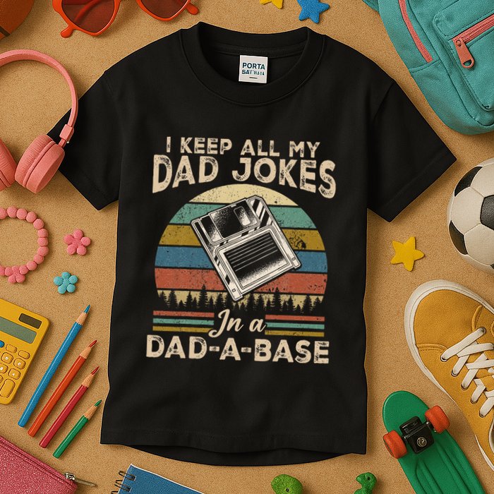 I Keep Dad Jokes In A Dad A Base Kids T-Shirt