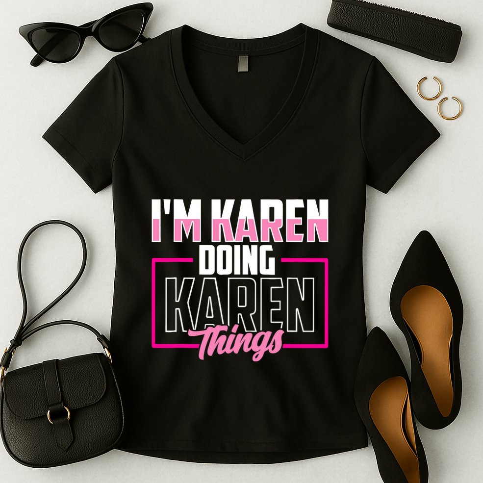 IM Karen Doing Karen Things Karens Calm Down Women's V-Neck T-Shirt